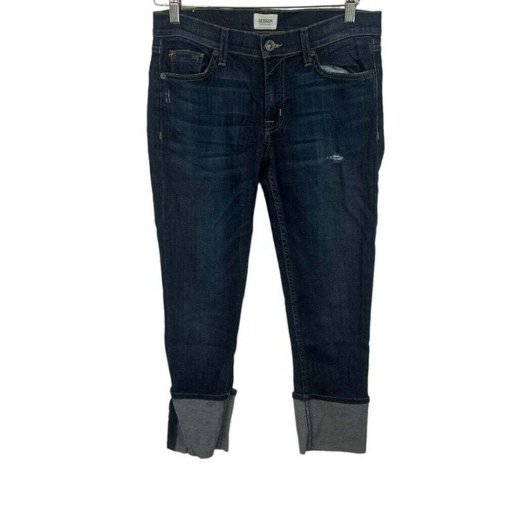Hudson Muse Cropped Cuffed Blue Denim Capri Jeans Size 28
